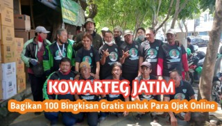 KOWARTEG JATIM Bagikan 100 Bingkisan Gratis untuk Para Ojek Online