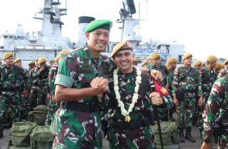Dandim 0830/Surabaya Utara Hadiri Upacara Penyambutan Kedatangan Satgas Pamtas RI-Malaysia