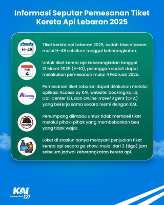 PT KAI Buka Penjualan Tiket Lebaran, Pemesanan Dimulai H-45