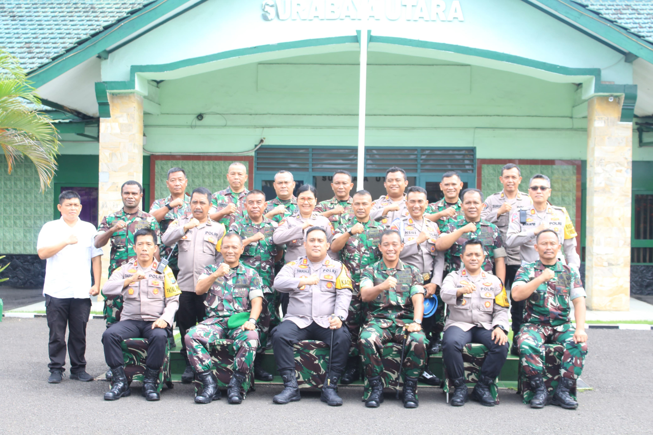 Perkuat Sinergitas TNI-Polri, Kodim 0830/Surabaya Utara Terima Kunjungan Kapolres Pelabuhan Tanjung Perak