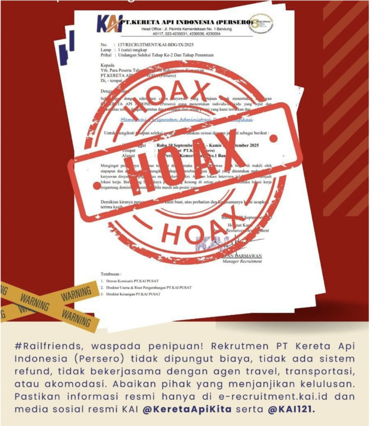 KAI Daop 8 Surabaya Ingatkan Waspada Penipuan Rekrutmen Berkedok Lowongan Kerja