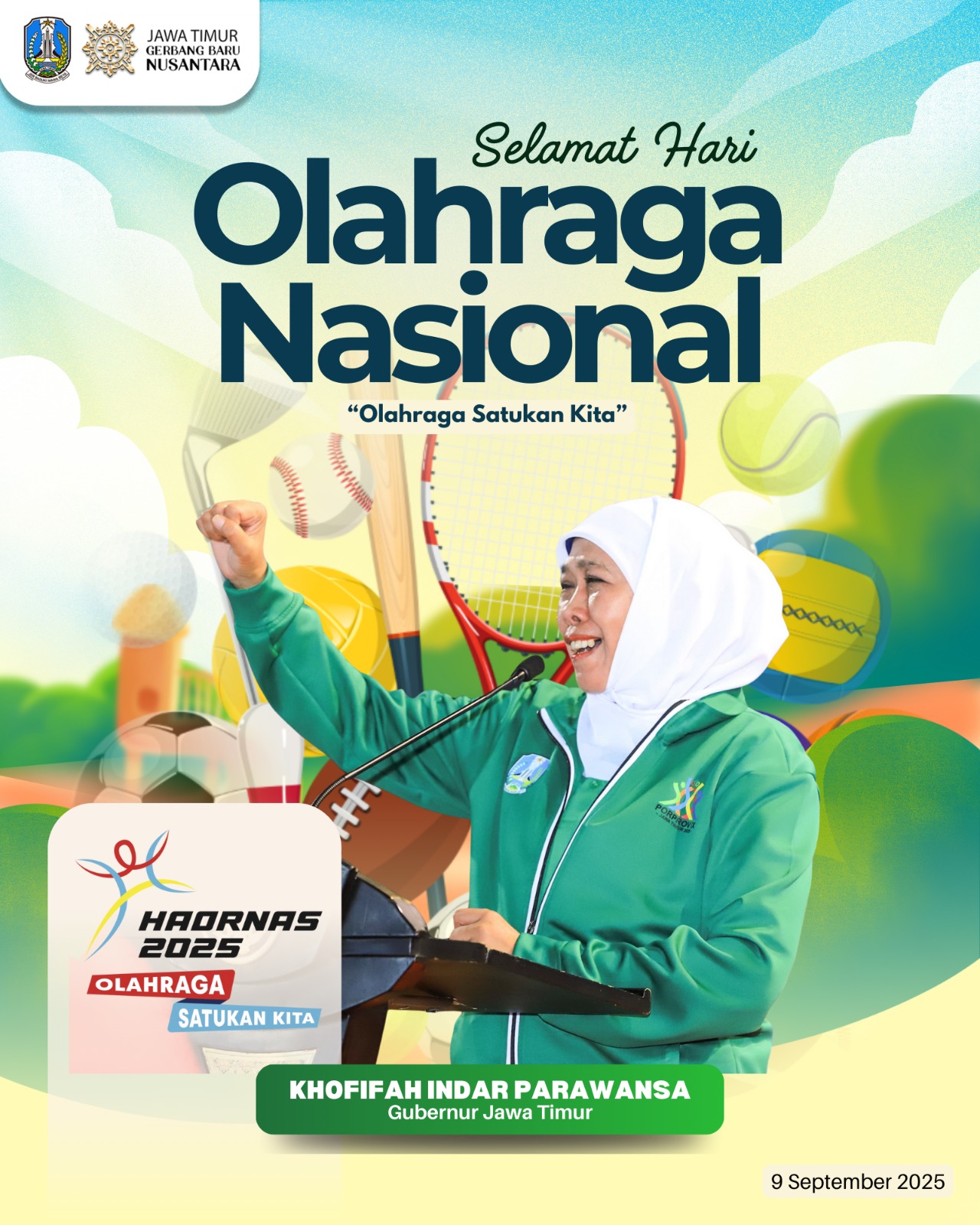 Peringatan Hari Olahraga Nasional ke-42, Gubernur Khofifah Serukan Semangat Persatuan dan Junjung Sportivitas